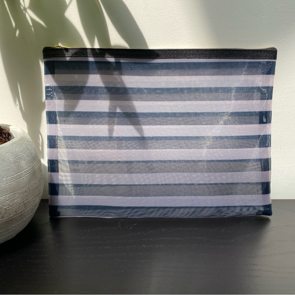 Elle Travel Striped Pink and Gray Toiletry Bag